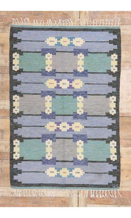 4 x 7 Sverker Greuholm Vintage Swedish Rollakan Rug 79057