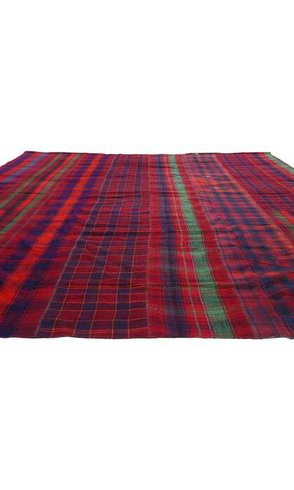 10 x 14 Vintage Tartan Plaid Kilim Rug 60809