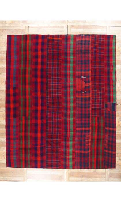 10 x 14 Vintage Tartan Plaid Kilim Rug 60809