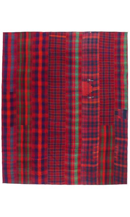 10 x 14 Vintage Tartan Plaid Kilim Rug 60809