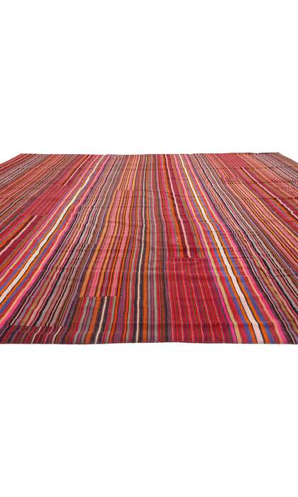 13 x 15 Vintage Turkish Striped Kilim Rug 60807