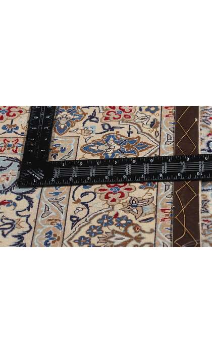 4 x 6 Vintage Blue Persian Nain Wool and Silk Rug 79139