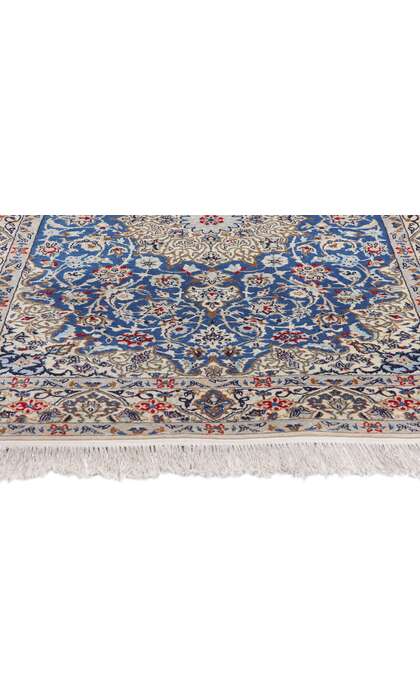 4 x 6 Vintage Blue Persian Nain Wool and Silk Rug 79139