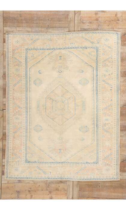 6 x 8 Vintage Muted Turkish Oushak Rug 53706