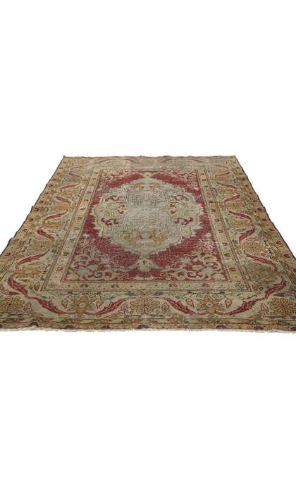 4 x 6 Distressed Vintage Turkish Oushak Rug 52081