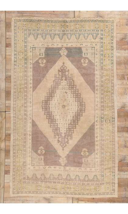 6 x 10 Vintage Earth-Tone Turkish Oushak Rug 53683