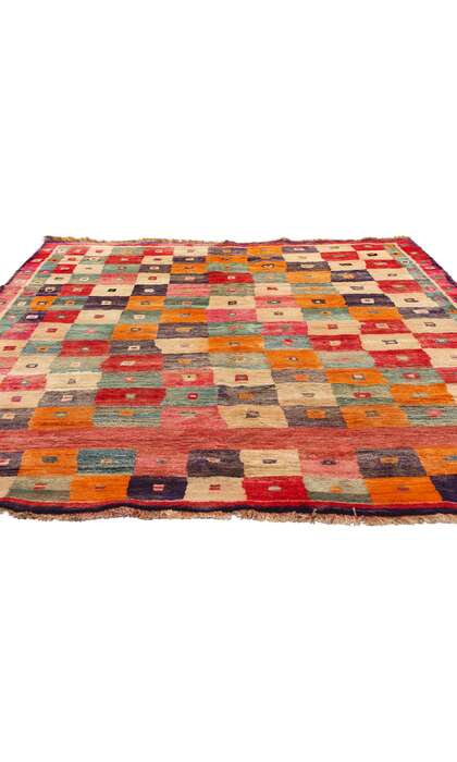 6 x 8 Vintage Persian Checkerboard Gabbeh Rug 61165