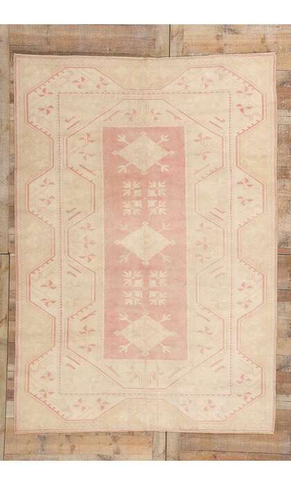 7 x 9 Vintage Pink Turkish Oushak Rug 53705