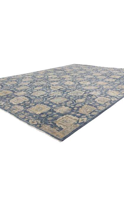 10 x 13 Vintage-Inspired Modern Blue Oushak Rug 30621