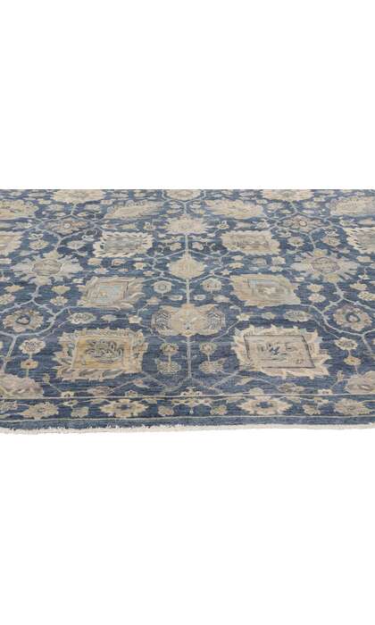 10 x 13 Vintage-Inspired Modern Blue Oushak Rug 30621