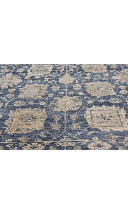 10 x 13 Vintage-Inspired Modern Blue Oushak Rug 30621