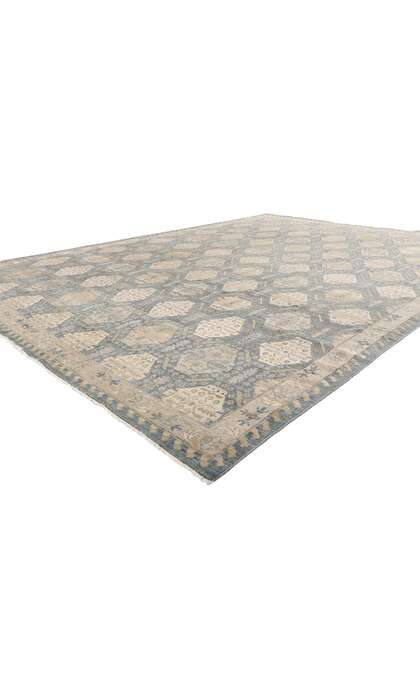 10 x 13 Vintage-Inspired Blue-Gray Oushak Rug 30623