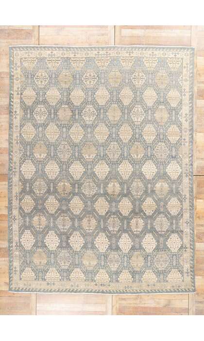 10 x 13 Vintage-Inspired Blue-Gray Oushak Rug 30623