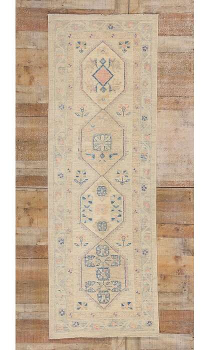 3 x 8 Vintage-Inspired Modern Oushak Rug Runner 80826
