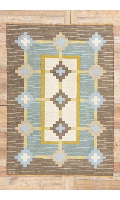 6 x 8 Sverker Greuholm Vintage Swedish Rollakan Rug 79047