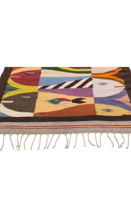 3 x 5 Vintage Tessellated Fish Zapotec Kilim Rug 79154