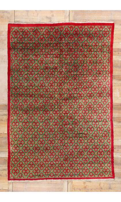 8 x 11 Red and Green Vintage Turkish Sivas Rug 53067