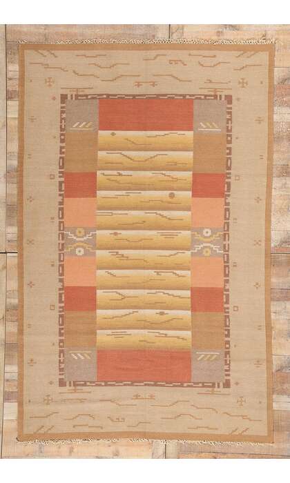 6 x 10 Margareta Ahlstedt-Willandt Antique Finnish Flatweave Rug 78477