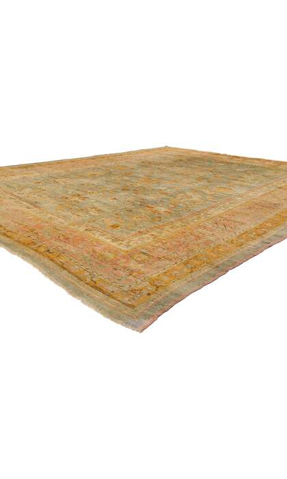 11 x 14 Late 19th Century Antique Green Turkish Oushak Rug 73717