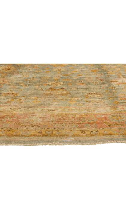 11 x 14 Late 19th Century Antique Green Turkish Oushak Rug 73717