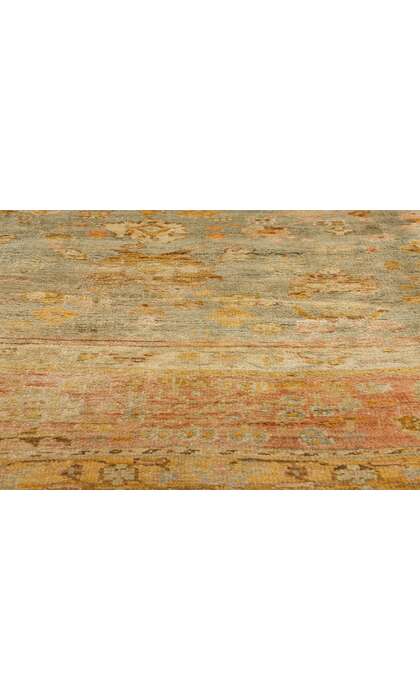 11 x 14 Late 19th Century Antique Green Turkish Oushak Rug 73717