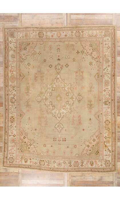 10 x 13 Antique Turkish Oushak Rug 73571