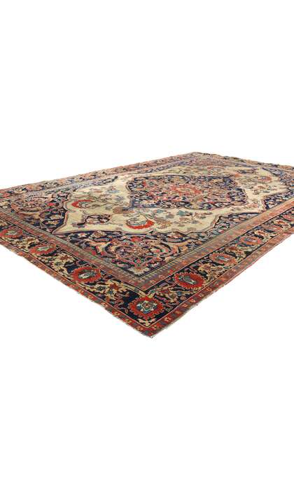 7 x 10 Late 19th Century Antique Persian Kashan Rug 79174