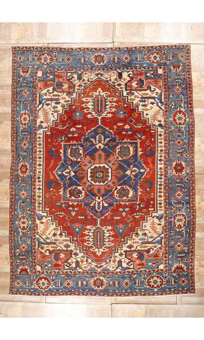 11 x 15 Late 19th Century Antique Persian Serapi Rug 78331