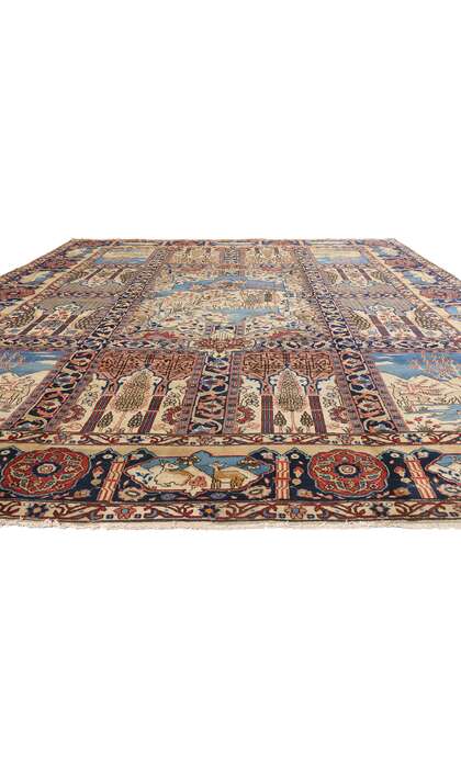 11 x 15 Antique Persian Tabriz Pictorial Rug 61212