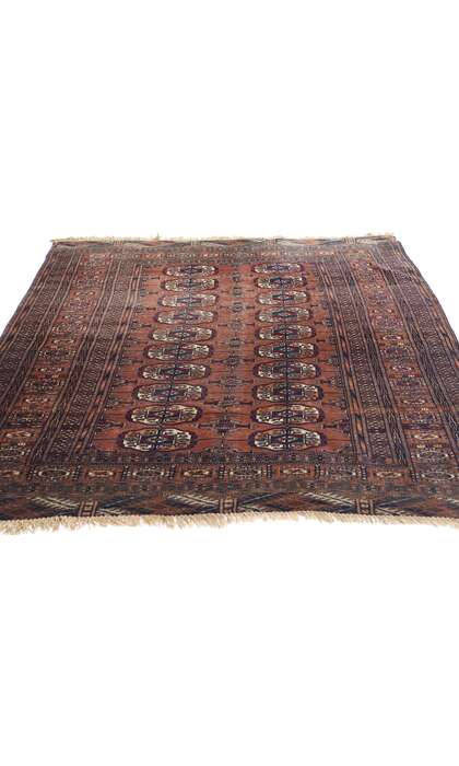 4 x 5 Late 19th Century Antique Persian Turkoman Rug 79172