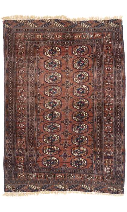 4 x 5 Late 19th Century Antique Persian Turkoman Rug 79172