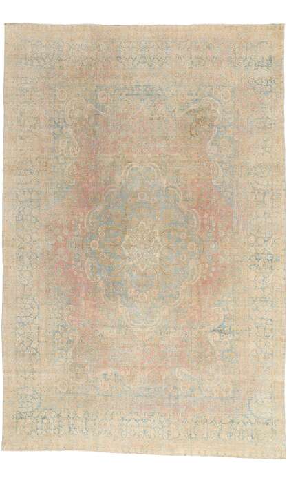 10 x 16 Distressed Antique Persian Yazd Rug 76889