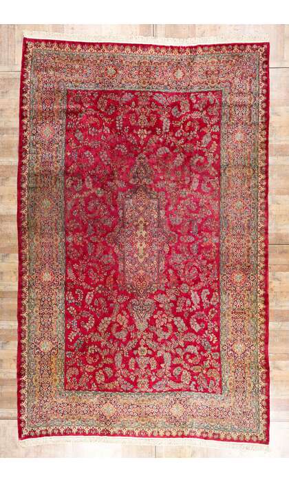 12 x 18 Antique Red Persian Kerman Rug 79162