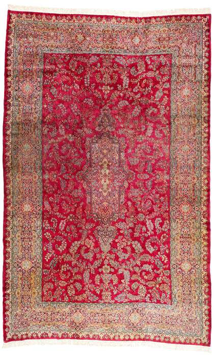 12 x 18 Antique Red Persian Kerman Rug 79162