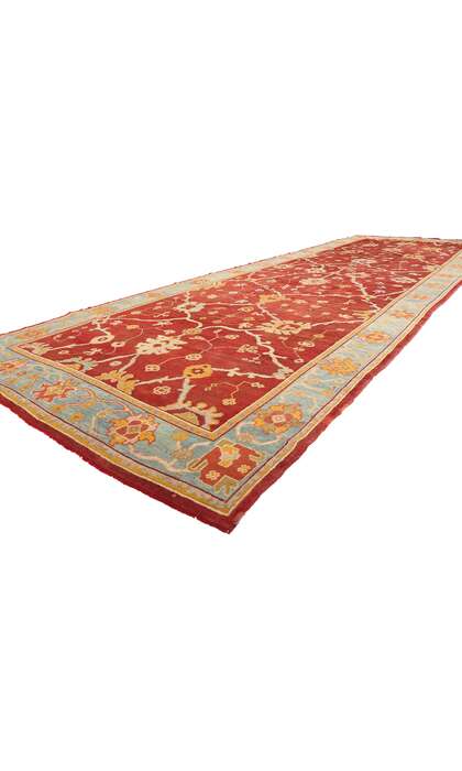 8 x 23 Late 19th Antique Red Turkish Oushak Rug 73536