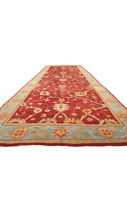 8 x 23 Late 19th Antique Red Turkish Oushak Rug 73536