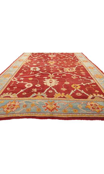 8 x 23 Late 19th Antique Red Turkish Oushak Rug 73536