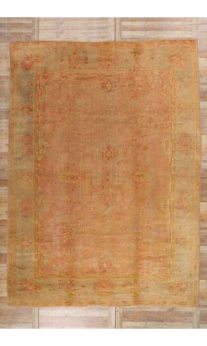10 x 14 Late 19th Century Antique Turkish Oushak Rug 73159