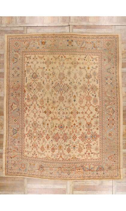 11 x 14 Late 19th Century Antique Turkish Oushak Rug 74250