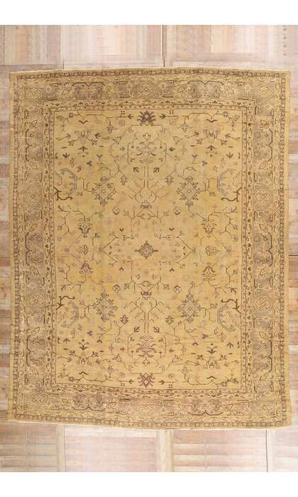 11 x 14 Late 19th Century Antique Turkish Oushak Rug 71497