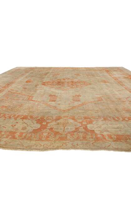 14 x 17 Antique Turkish Hunting Scene Oushak Rug 74255