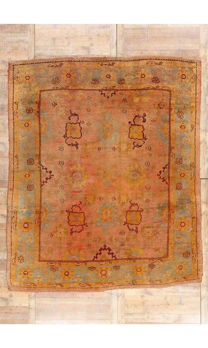 9 x 11 Late 19th Century Antique Turkish Oushak Rug 73987