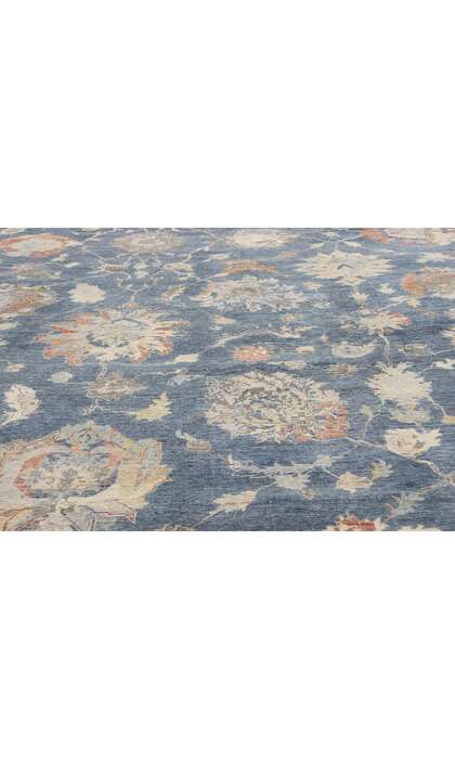 10 x 13 Vintage-Inspired Azure Oushak Rug 30633