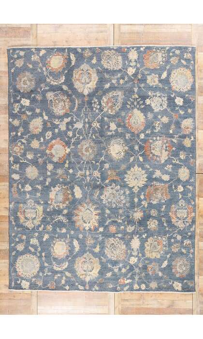 10 x 13 Vintage-Inspired Azure Oushak Rug 30633