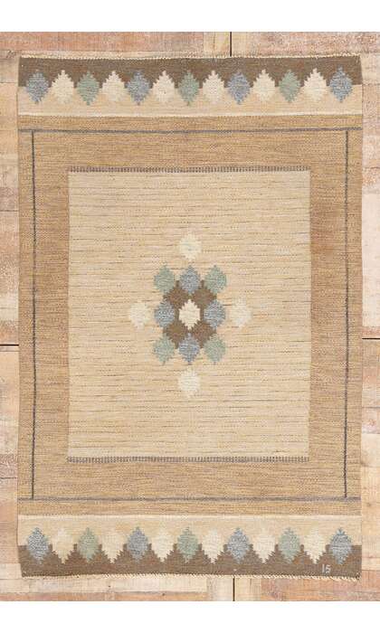 4 x 7 Ingegerd Silow Vintage Swedish Rollakan Rug 79059