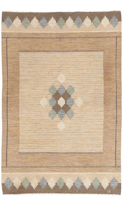 4 x 7 Ingegerd Silow Vintage Swedish Rollakan Rug 79059