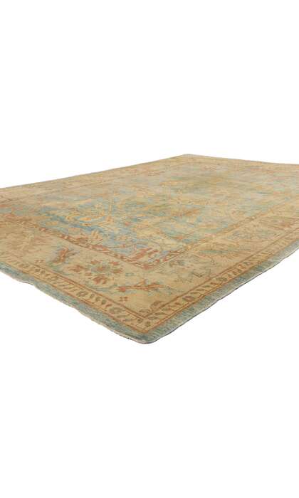 9 x 13 Modern Azure Turkish Oushak Rug 76891