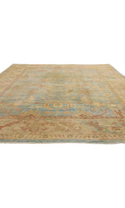 9 x 13 Modern Azure Turkish Oushak Rug 76891