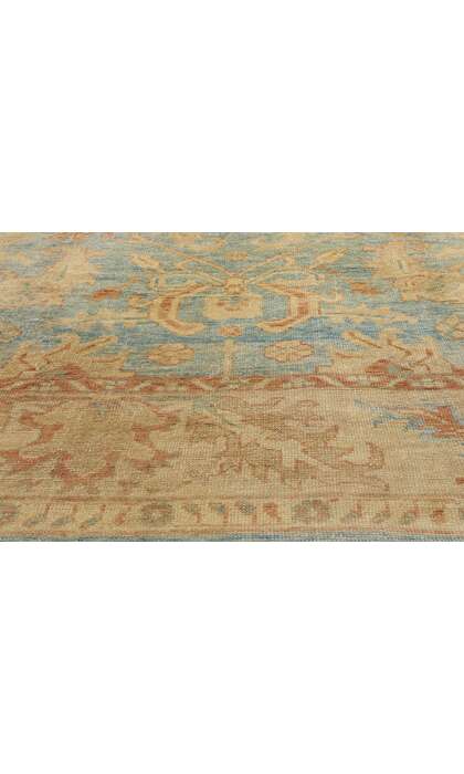 9 x 13 Modern Azure Turkish Oushak Rug 76891
