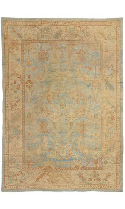 9 x 13 Modern Azure Turkish Oushak Rug 76891